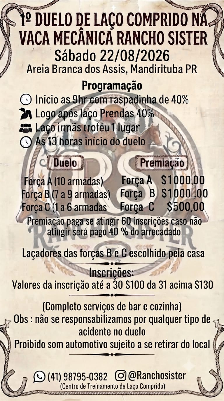1º Duelo de Laço Comprido Rancho Sister
